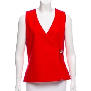 Christopher Kane,wrap top embellished with Swarovski jewel button closure